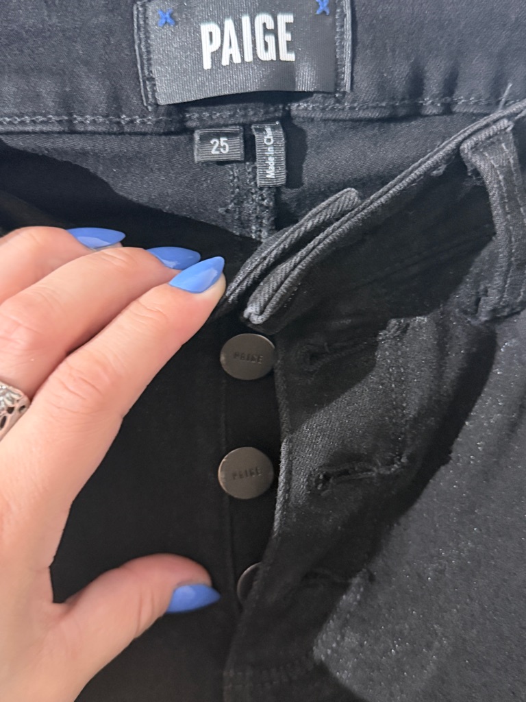 Paige Coated Skinny Jeans Black Leather Look Size 25 High Rise Night Out
